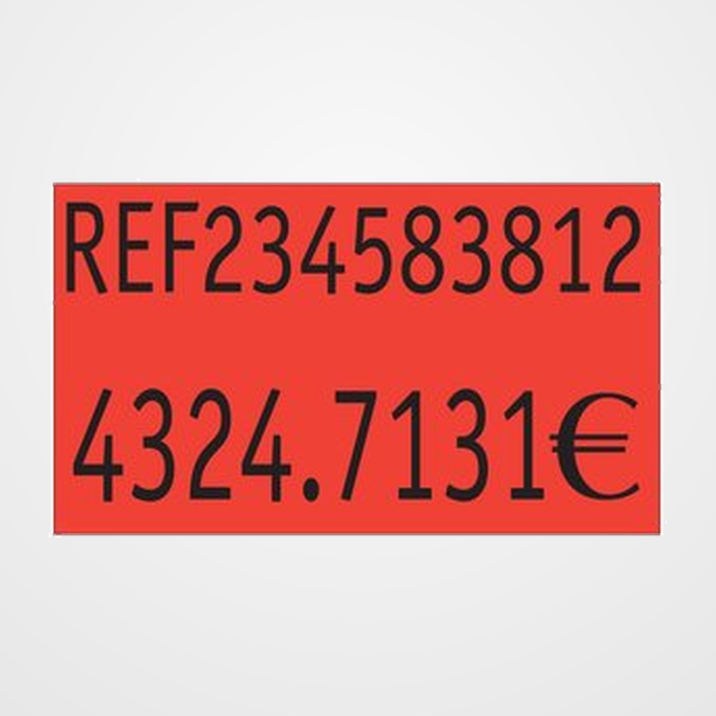 ETIQUETAS de PRECIOS PRYSE ADH.REMOVIBLE 26x16 mm NARANJA FLUOR ROLLO 1.000 uds.