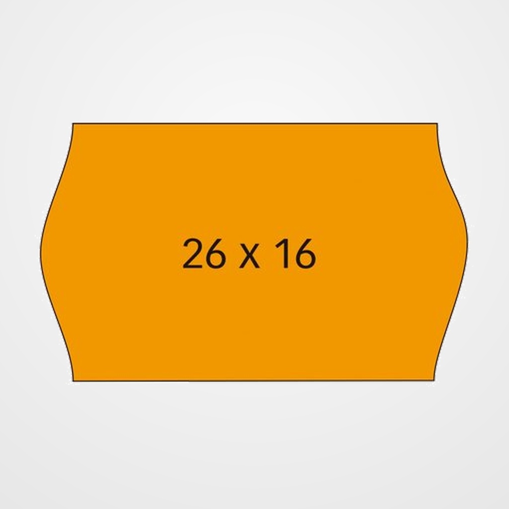 ETIQUETAS de PRECIOS APLI ADH.REMOVIBLE ONDA 26x16 mm NARANJA FLUOR ROLLO 1.000 uds. PACK de 6