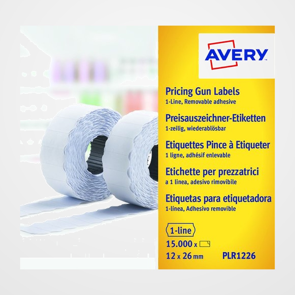 ETIQUETAS de PRECIOS AVERY ADH.REMOVIBLE 26x12 mm BLANCO ROLLO 1.500 uds.