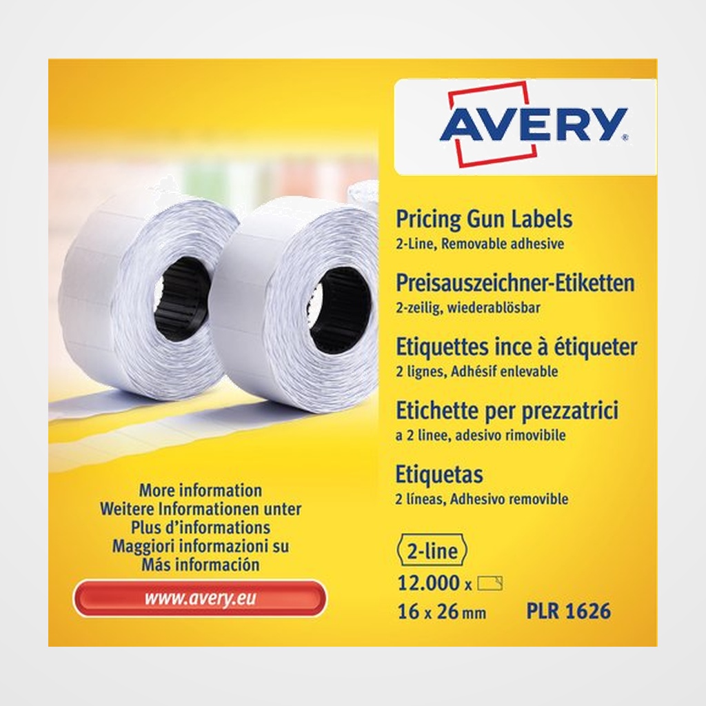 ETIQUETAS de PRECIOS AVERY ADH.REMOVIBLE 26x16 mm BLANCO ROLLO 1.200 uds.