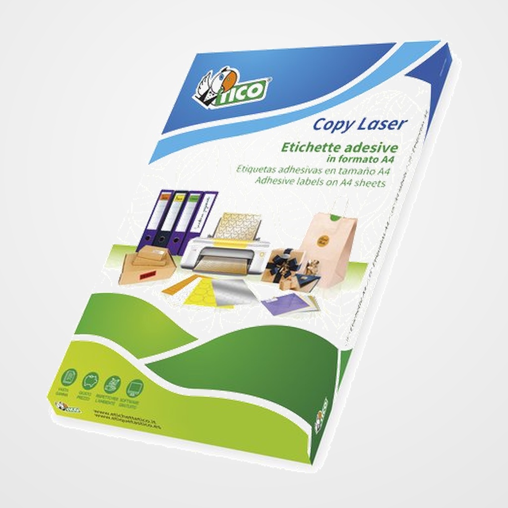 ETIQUETAS ADH.IMPR.TICO A4 COPY LASER CAJA 100h 97x42,3 mm 1.200 uds.(LP4W-9742)