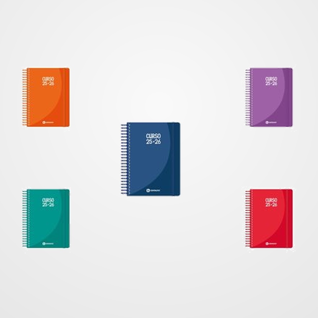 [82503605] AGENDA ESCOLAR (2026-27) GRAFOPLAS CENTAURO ESPIRAL tapa EXTRA con GOMA A5 2D/P SURTIDO PACK DE 5