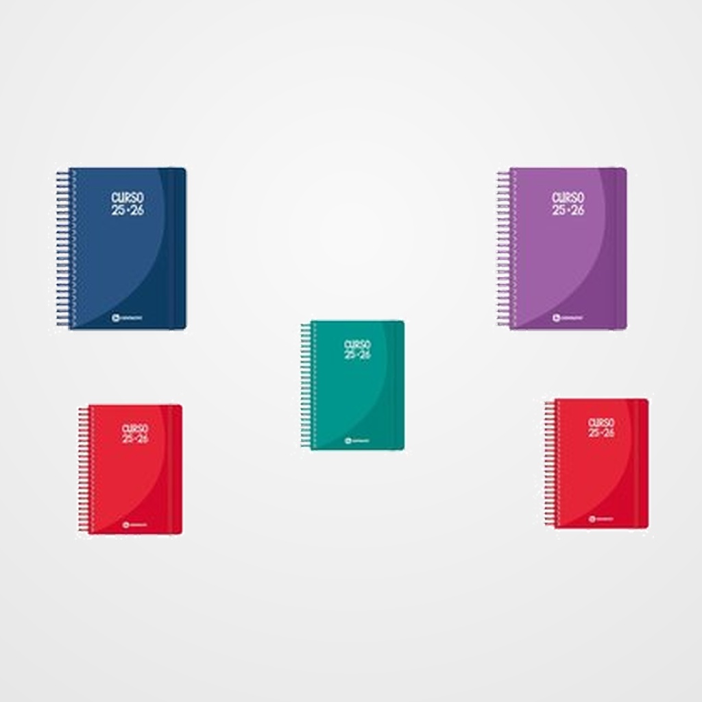 AGENDA ESCOLAR (2026-27) GRAFOPLAS CENTAURO ESPIRAL tapa EXTRA con GOMA A6 D/P SURTIDO PACK DE 5