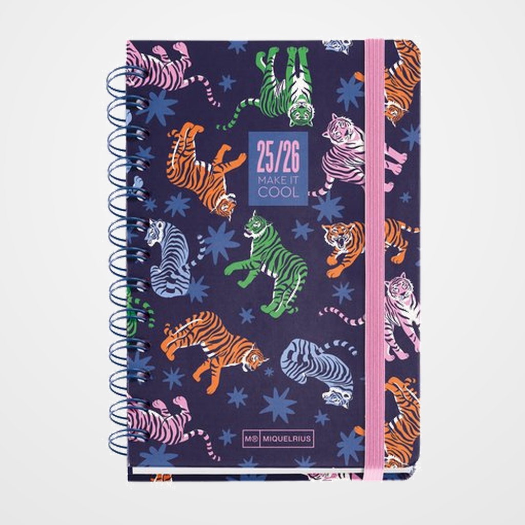 [82503985] AGENDA ESCOLAR (2025-26) MIQUELRIUS ACADEMY WIRE-O tapa EXTRA con GOMA ACTIVA 125,5x178 D/P TIGRES