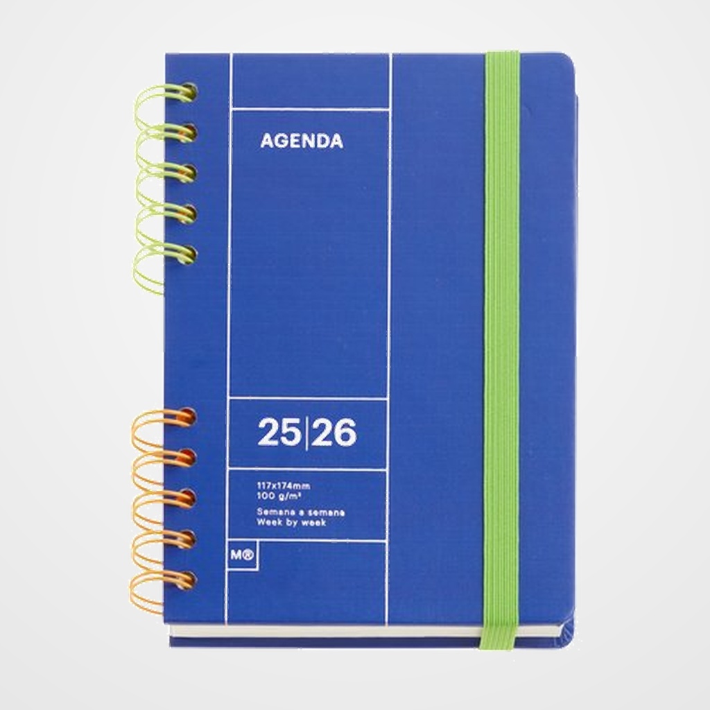 AGENDA ESCOLAR (2025-26) MIQUELRIUS BACK TO BASICS WIRE-O tapa EXTRA con GOMA ACTIVA 8º 123x178 S/V APAIS. AZUL