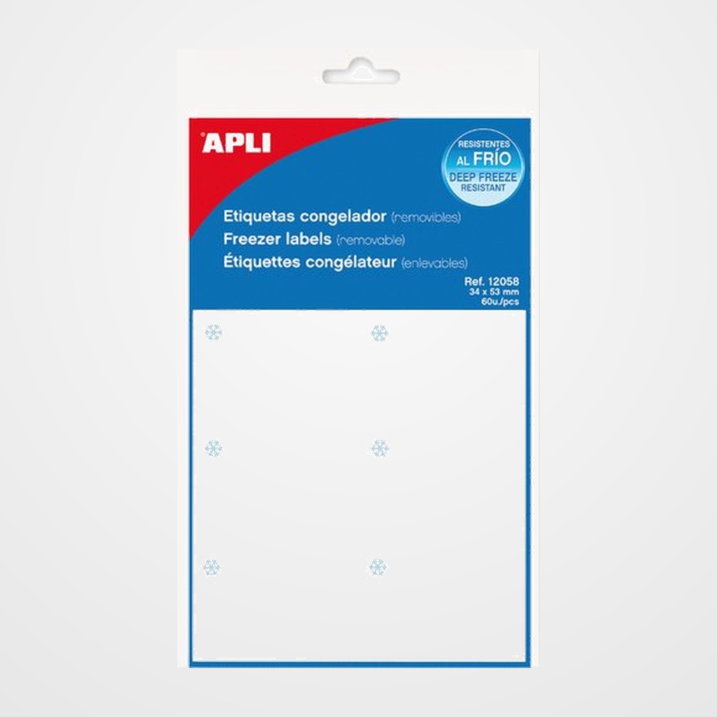 ETIQUETAS ADH.MANUALES BOLSA APLI para CONGELADOR 10h C.ROMOS 34x53 mm 60 uds.(12058)