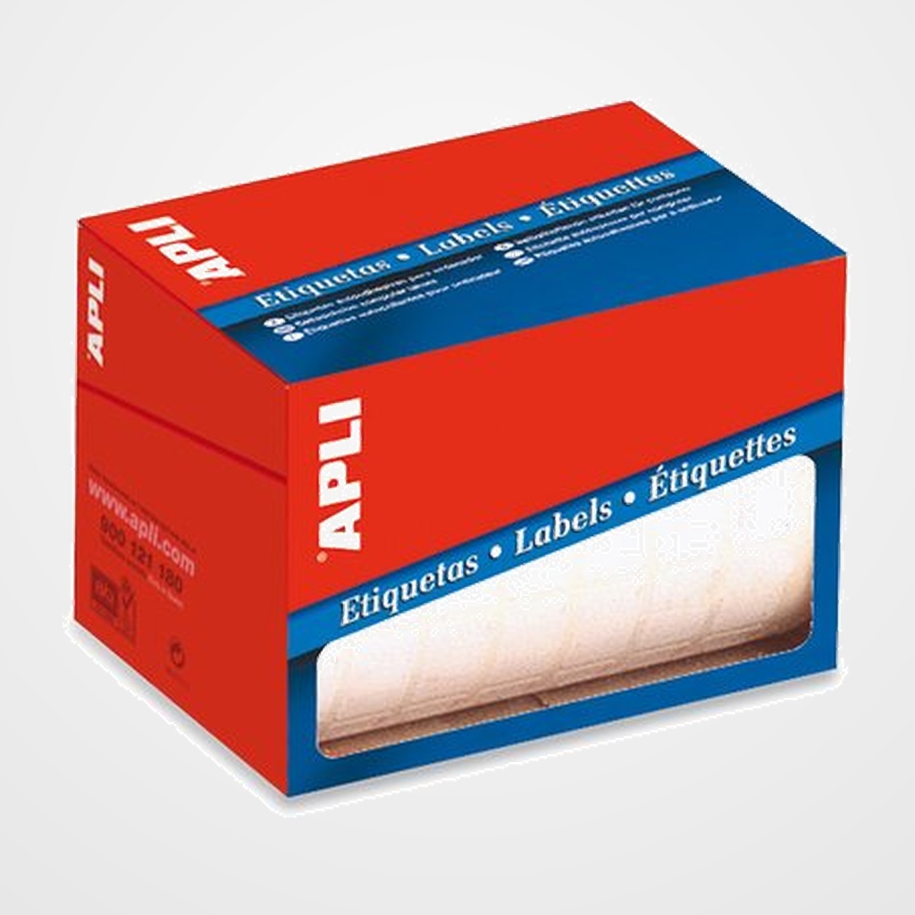ETIQUETAS ADH.MANUALES ROLLO APLI BLANCAS C.ROMOS  10x16 mm 8.100 uds.(01678)