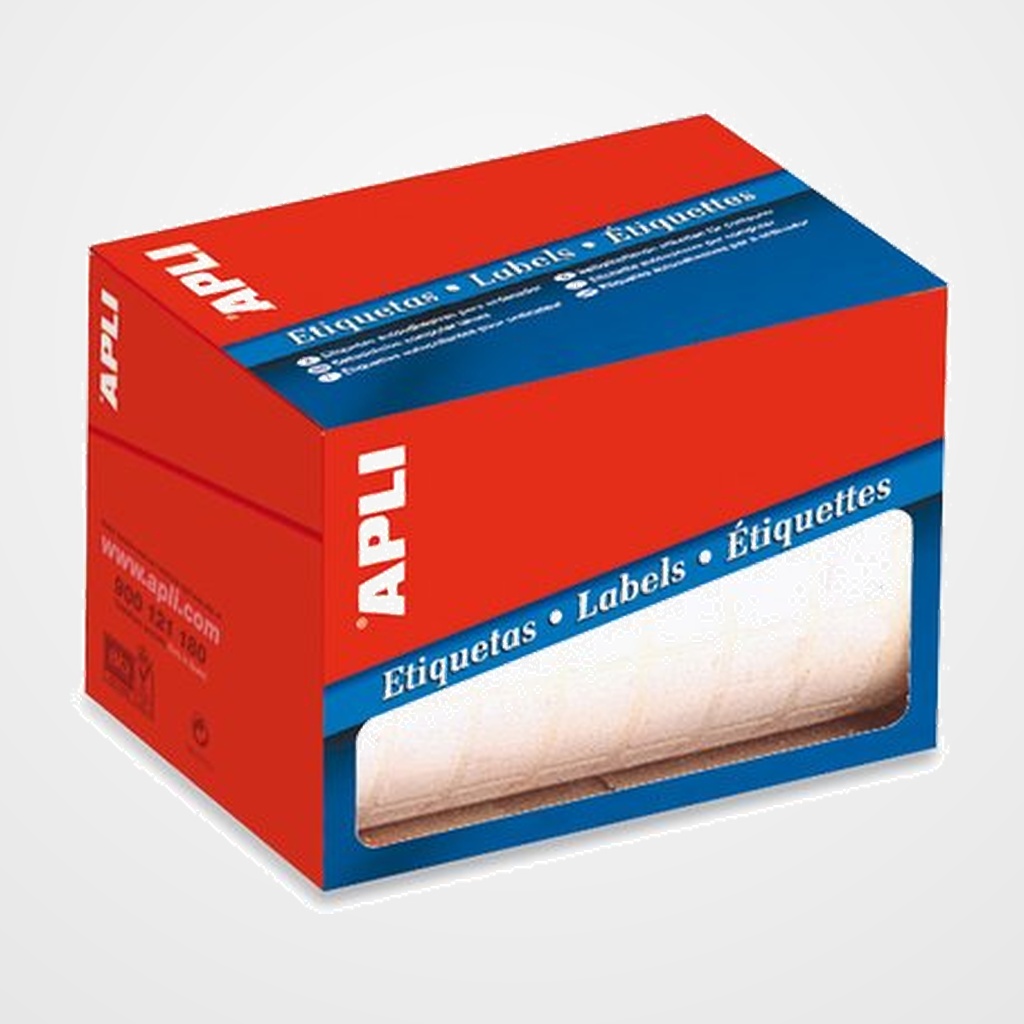 ETIQUETAS ADH.MANUALES ROLLO APLI BLANCAS C.ROMOS  12x18 mm 5.600 uds.(01679)