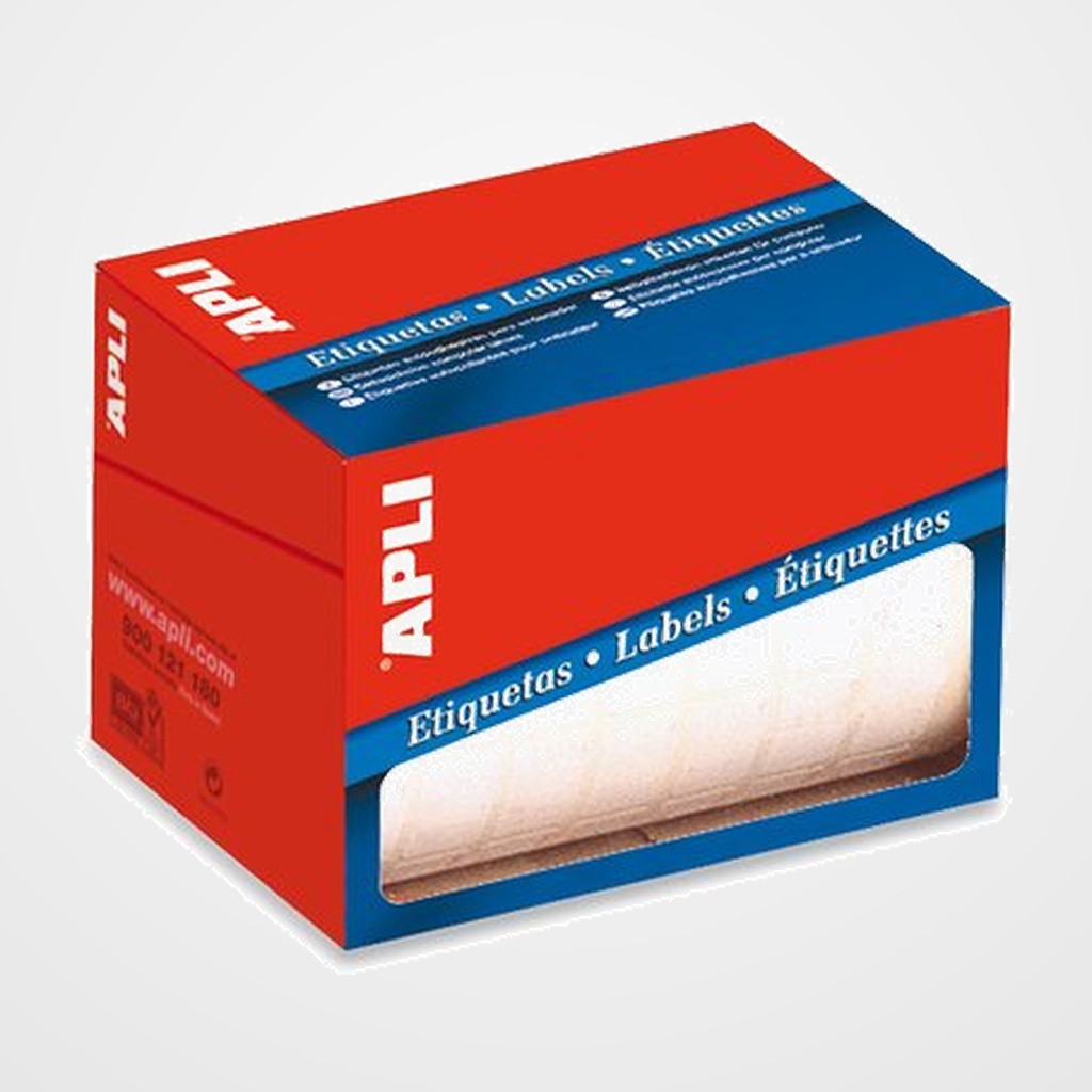 ETIQUETAS ADH.MANUALES ROLLO APLI BLANCAS C.ROMOS  19x40 mm 2.000 uds.(01685)