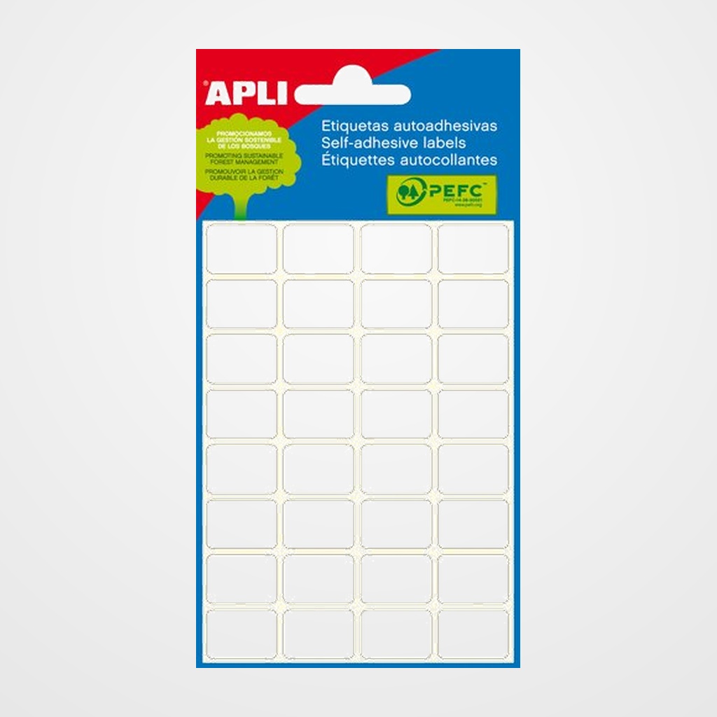 ETIQUETAS ADH.MANUALES BOLSA APLI BLANCAS MINI C.ROMOS (6h) 81x110 mm 6 uds.(02688)
