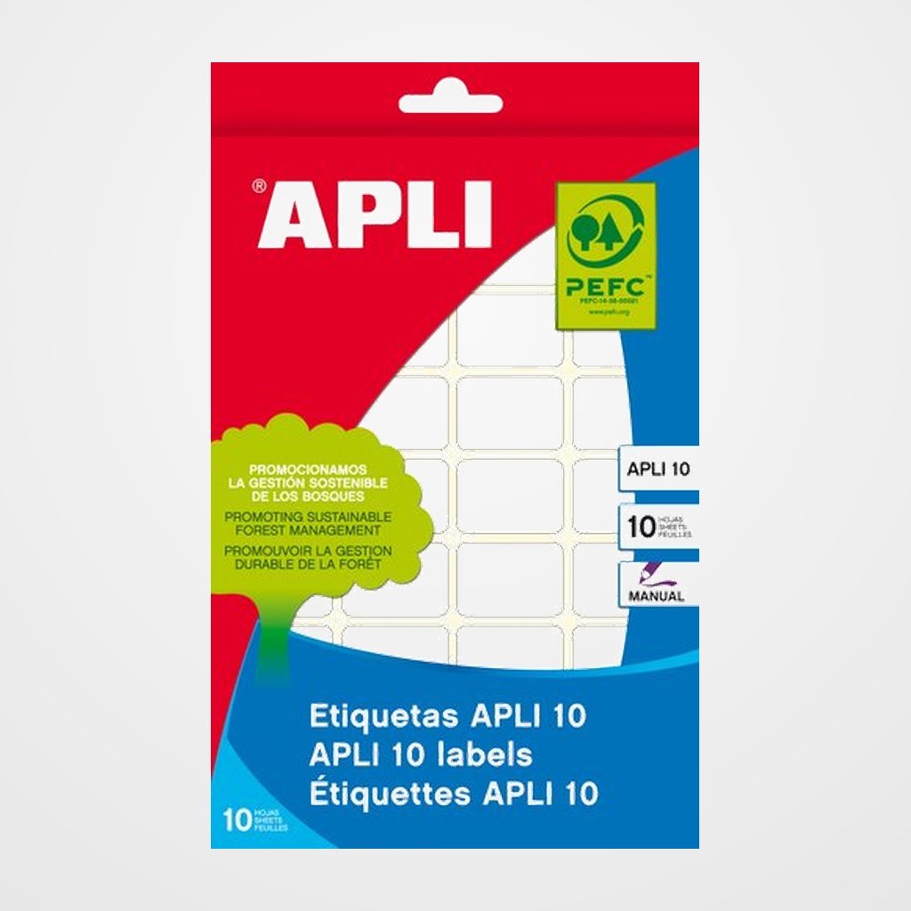ETIQUETAS ADH.MANUALES BOLSA APLI BLANCAS 10h C.ROMOS  12x30 mm 350 uds.(01636)