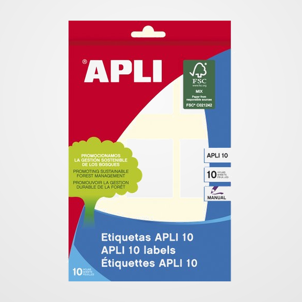 ETIQUETAS ADH.MANUALES BOLSA APLI BLANCAS 10h C.ROMOS  32x41 mm 90 uds.(01649)