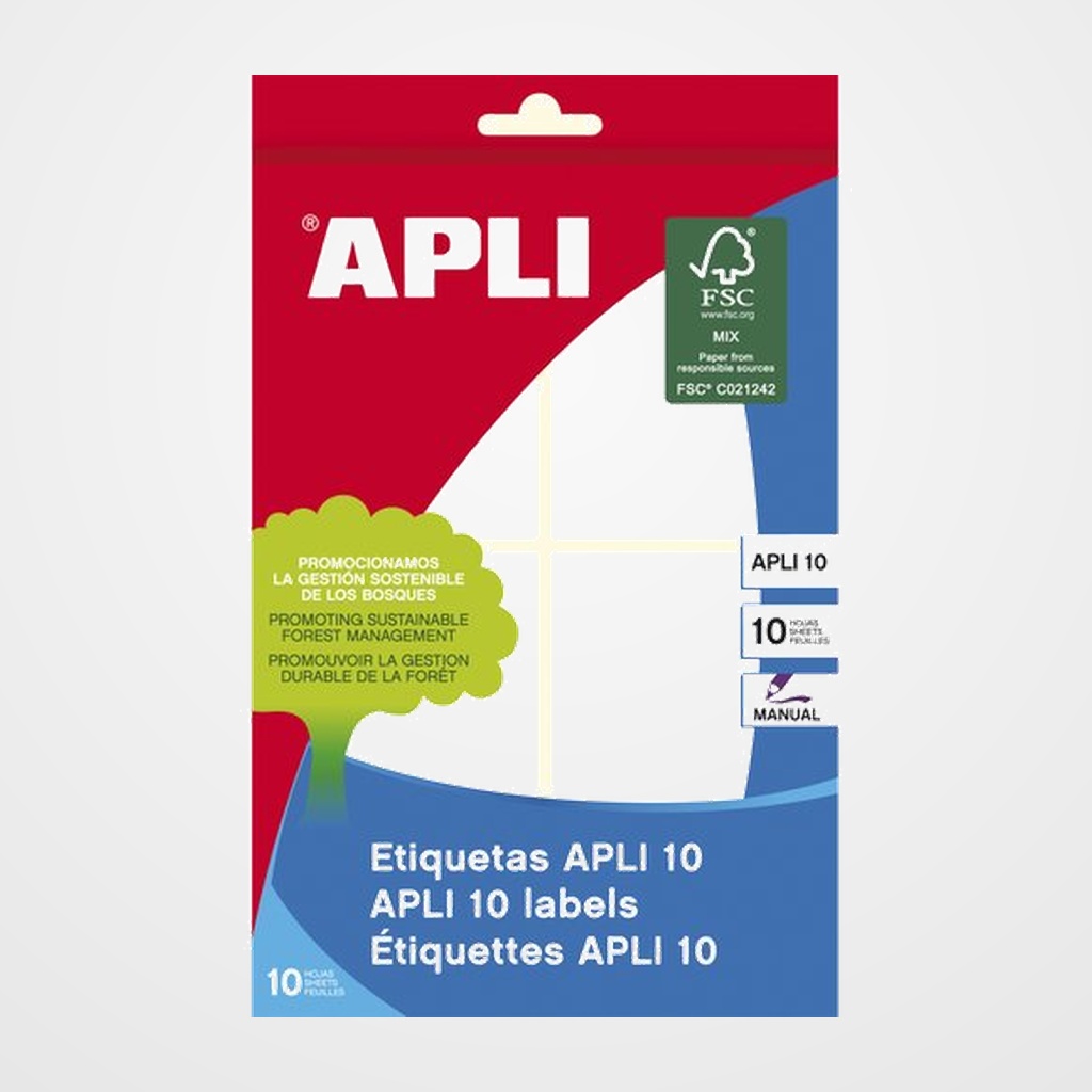 ETIQUETAS ADH.MANUALES BOLSA APLI BLANCAS 10h C.ROMOS  50x70 mm 40 uds.(01657)