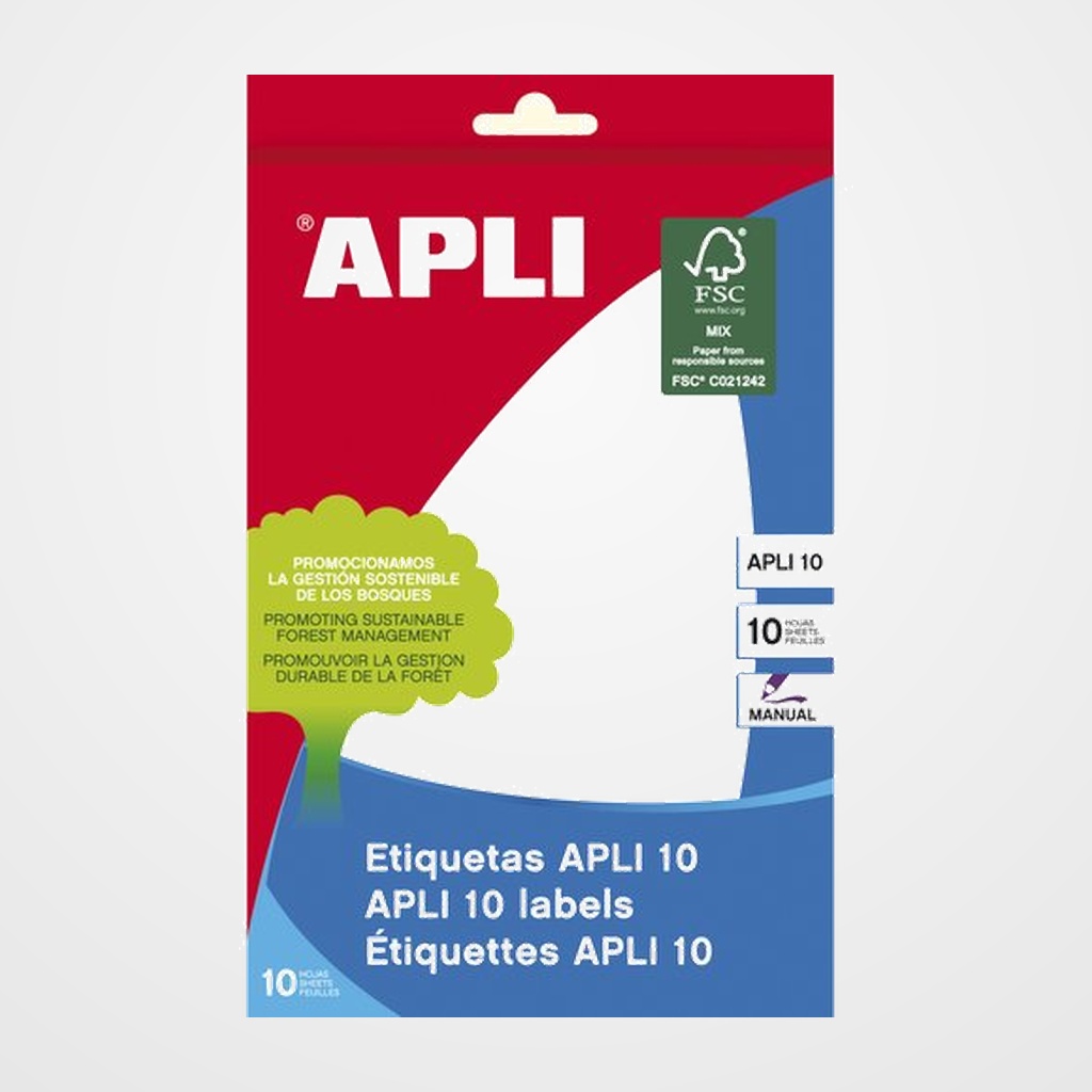 ETIQUETAS ADH.MANUALES BOLSA APLI BLANCAS 10h C.ROMOS 105x149 mm 10 uds.(01662)