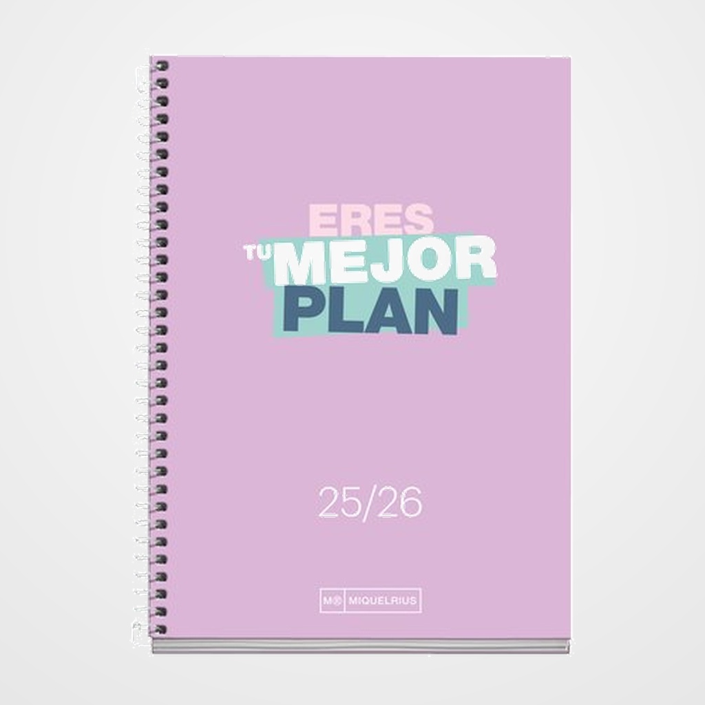 AGENDA ESCOLAR (2025-26) MIQUELRIUS SCHOOL WRITE ESPIRAL tapa EXTRA ACTIVA 8º 117x174 D/P LILA