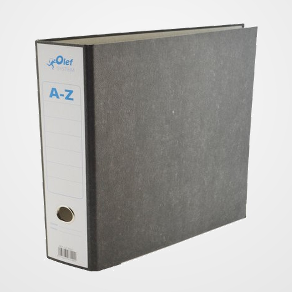ARCHIVADOR palanca OLEF CARTON JASPEADO NEGRO 4º APAISADO 75mm