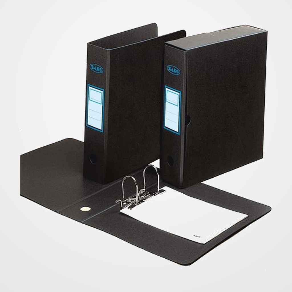 ARCHIVADOR palanca SARO CARTON GOFRADO Fº 75mm con CAJA NEGRO