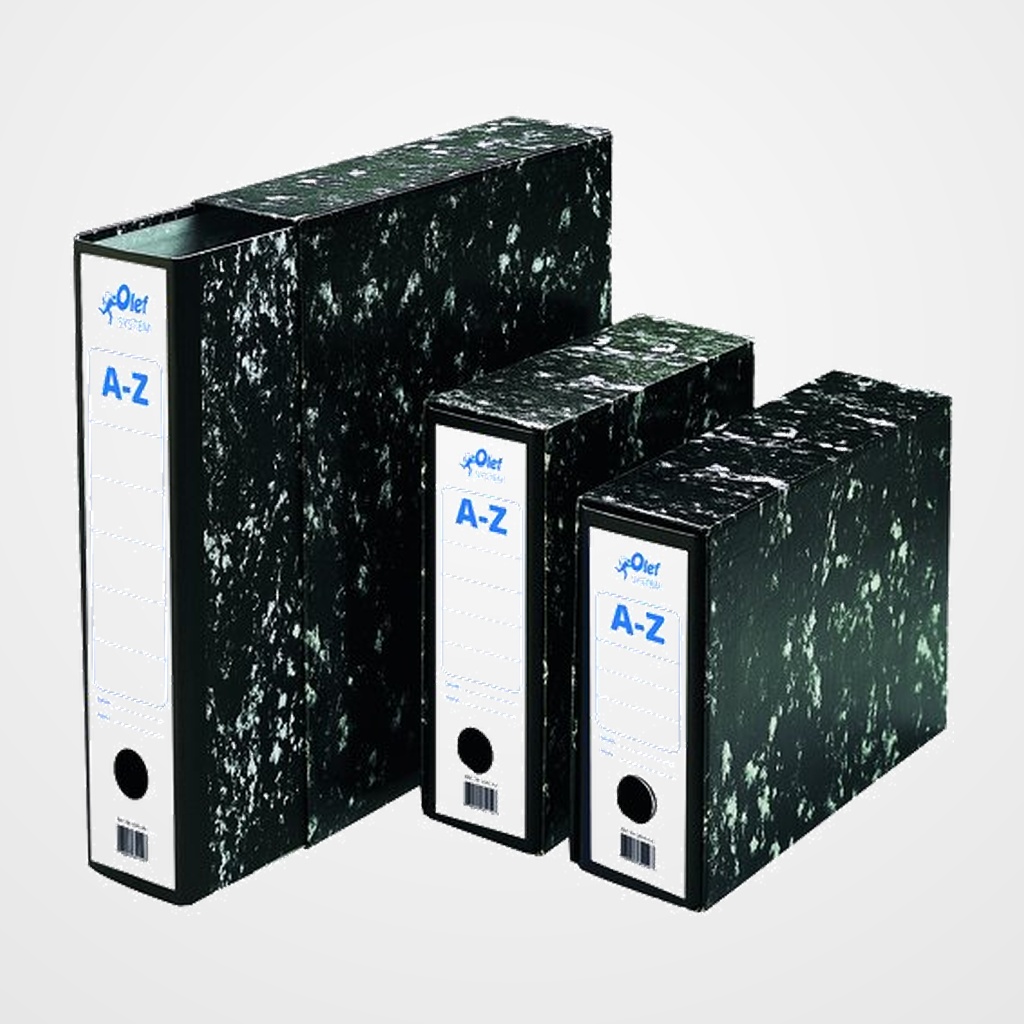 CAJA para ARCHIVADOR OLEF  4º APAISADO 82mm JASPEADO