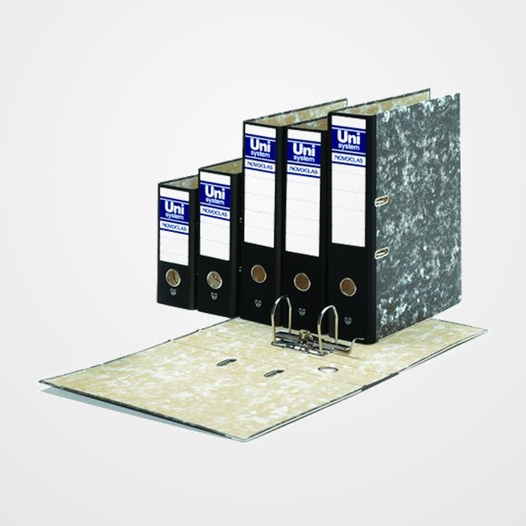 ARCHIVADOR palanca UNISYSTEM NOVOCLAS CARTON sin RADO Fº 65mm NEGRO