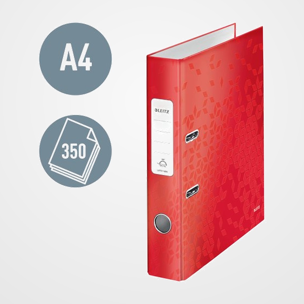 ARCHIVADOR palanca LEITZ WOW A4 180º 50mm ROJO