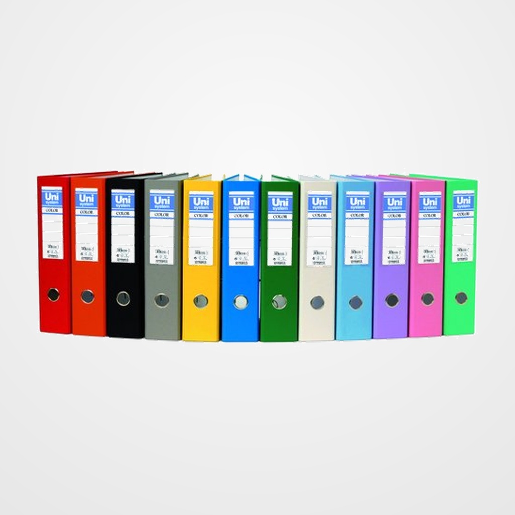 ARCHIVADOR palanca UNISYSTEM CARTON FORRADO RADO Fº 65mm LILA