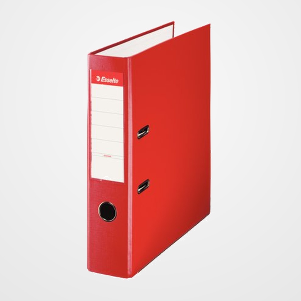 ARCHIVADOR palanca ESSELTE PLASTICO FORRADO con RADO A4 75mm ROJO