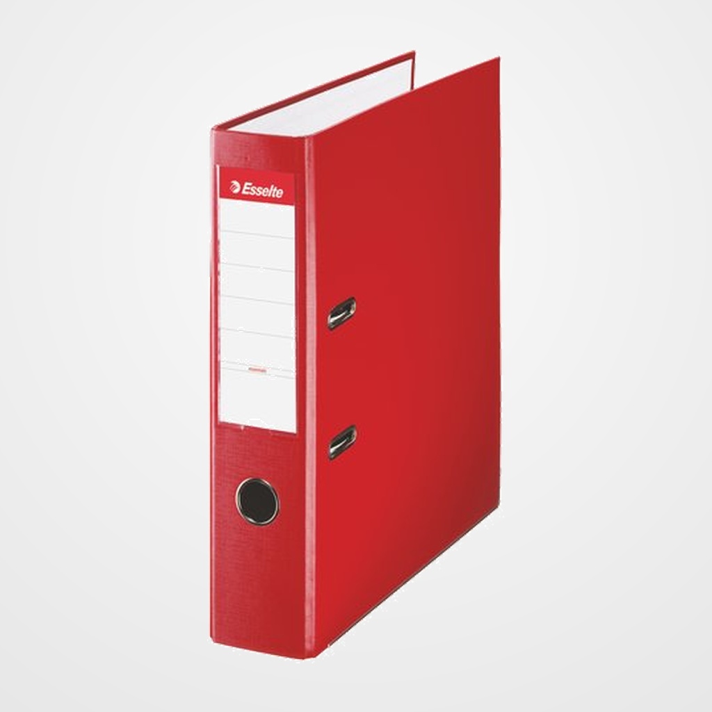 ARCHIVADOR palanca ESSELTE PLASTICO FORRADO con RADO Fº 75mm ROJO
