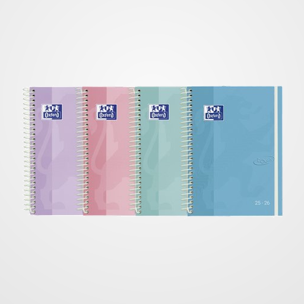 [82503573] AGENDA ESCOLAR (2025-26) OXFORD TOUCH PASTEL ESPIRAL tapa EXTRADURA con GOMA 8º S/V SURTIDO (4 col.)