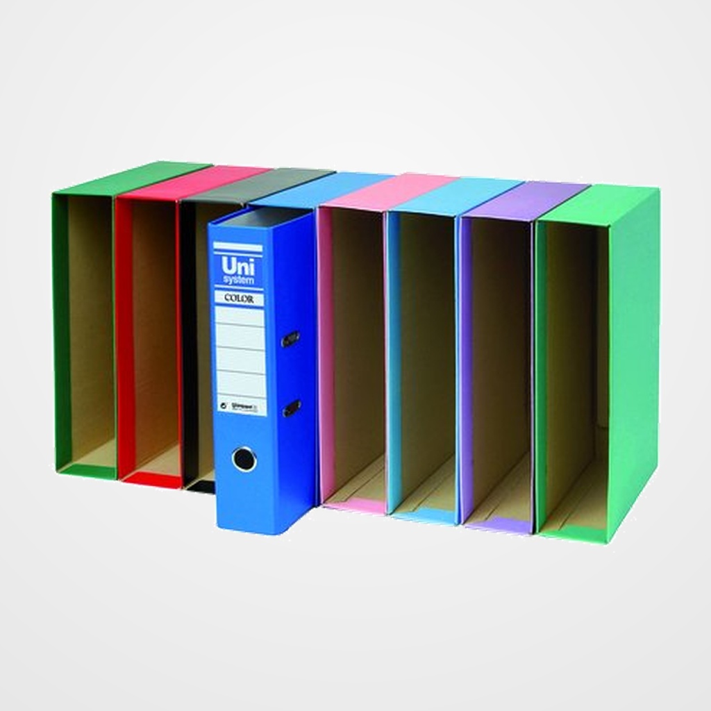 CAJA para ARCHIVADOR UNISYSTEM Fº 86mm AZUL SERENA