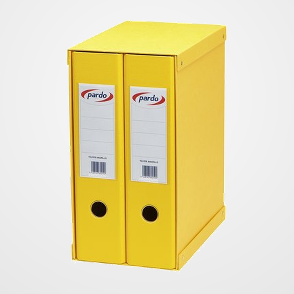 MODULO ARCHIVADORES palanca PARDO FORRADO PVC 2 uds.Fº 2 an.MIXTAS 70mm AMARILLO