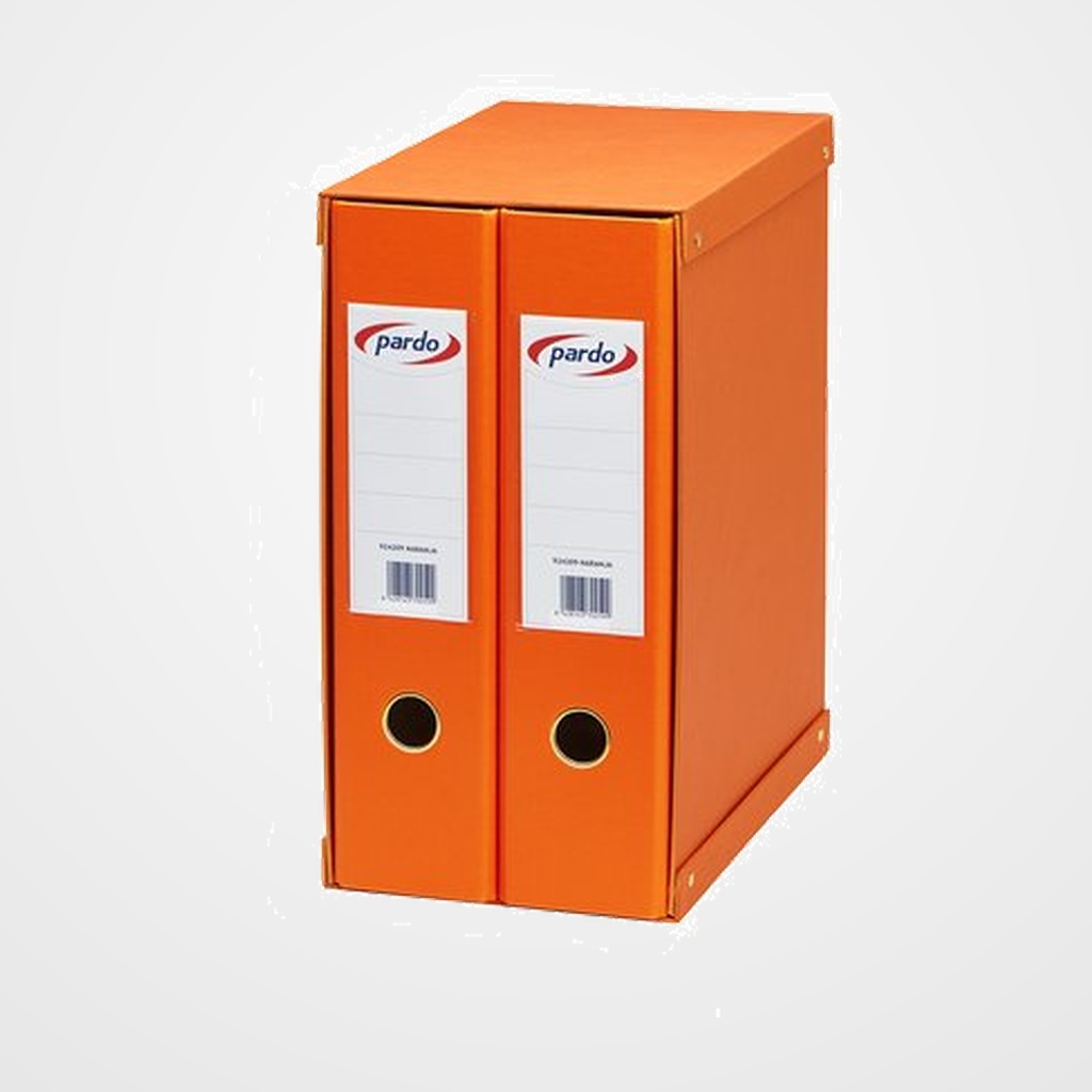 MODULO ARCHIVADORES palanca PARDO FORRADO PVC 2 uds.Fº 2 an.MIXTAS 70mm NARANJA