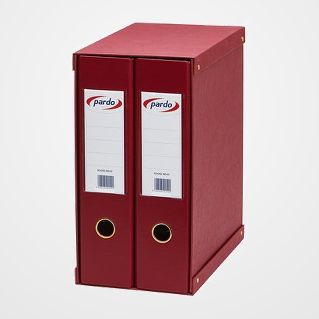 MODULO ARCHIVADORES palanca PARDO FORRADO PVC 2 uds.Fº 2 an.MIXTAS 70mm ROJO