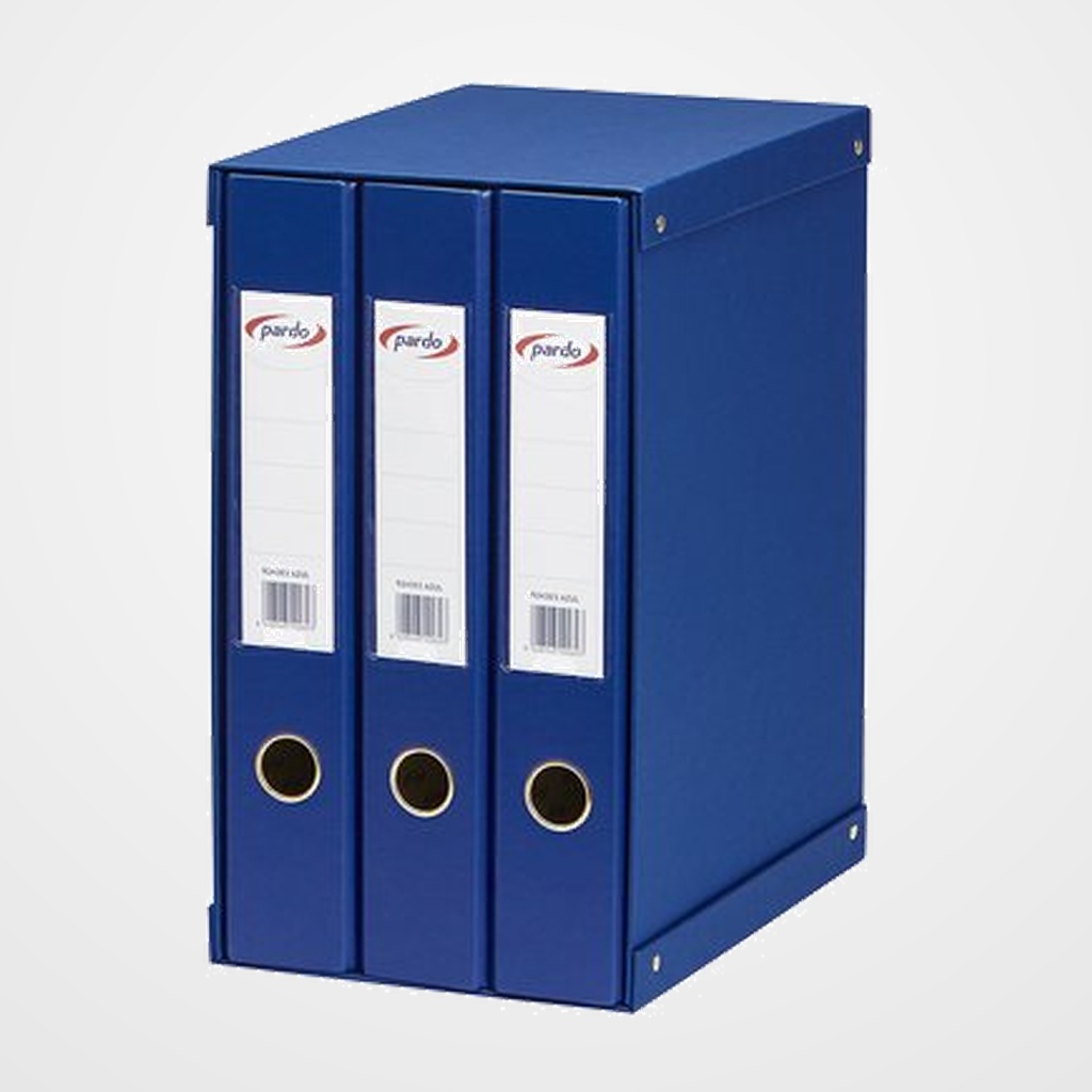 MODULO CARPETA ANILLAS PARDO FORRADO PVC 3 uds.Fº 2 an.MIXTAS 40mm AZUL