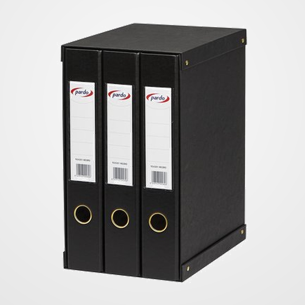 MODULO CARPETA ANILLAS PARDO FORRADO PVC 3 uds.Fº 2 an.MIXTAS 40mm NEGRO