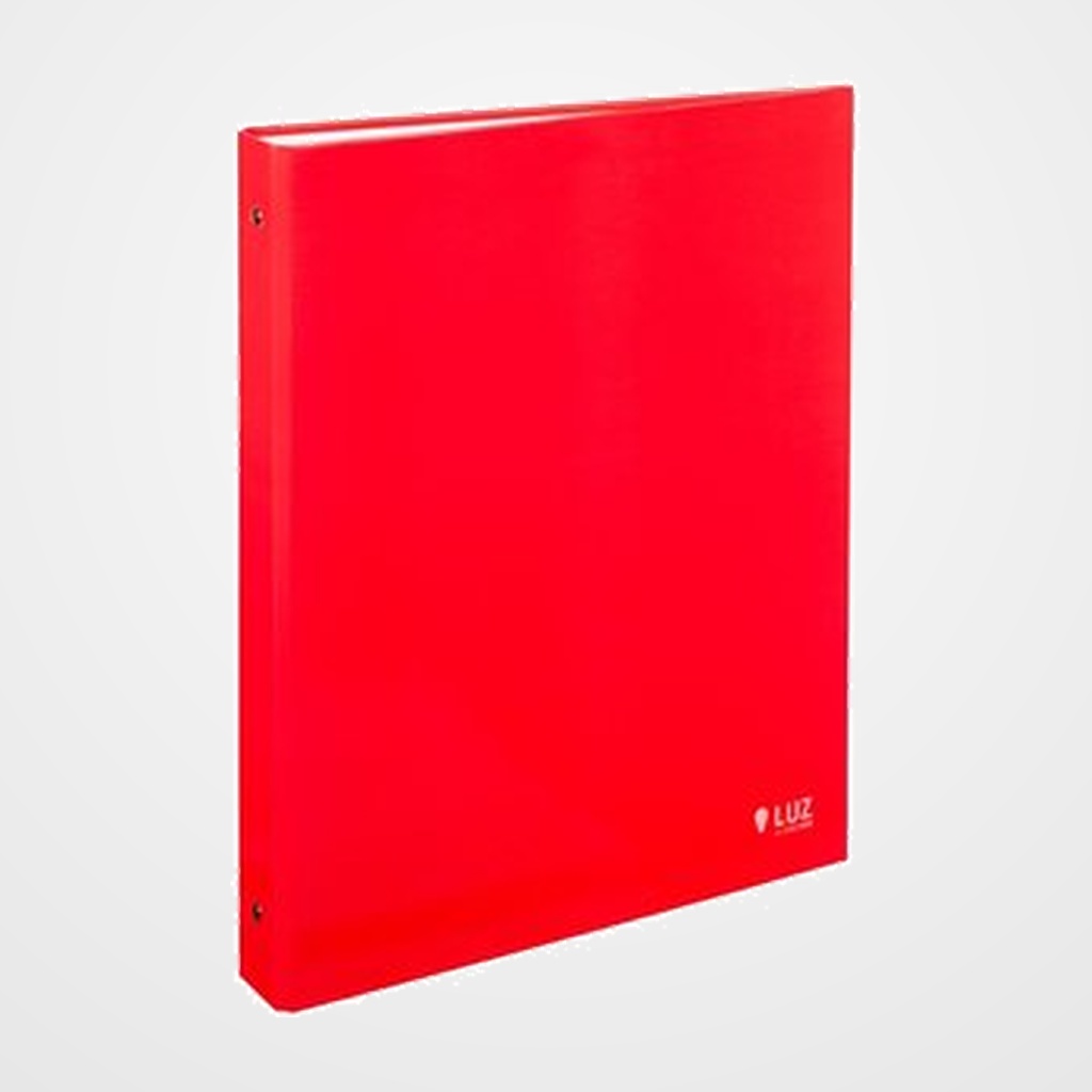 CARPETA de ANILLAS CARCHIVO LUZ CARTON PLASTIFICADO BRILLO Fº-XL 2 an. 25mm ROJO