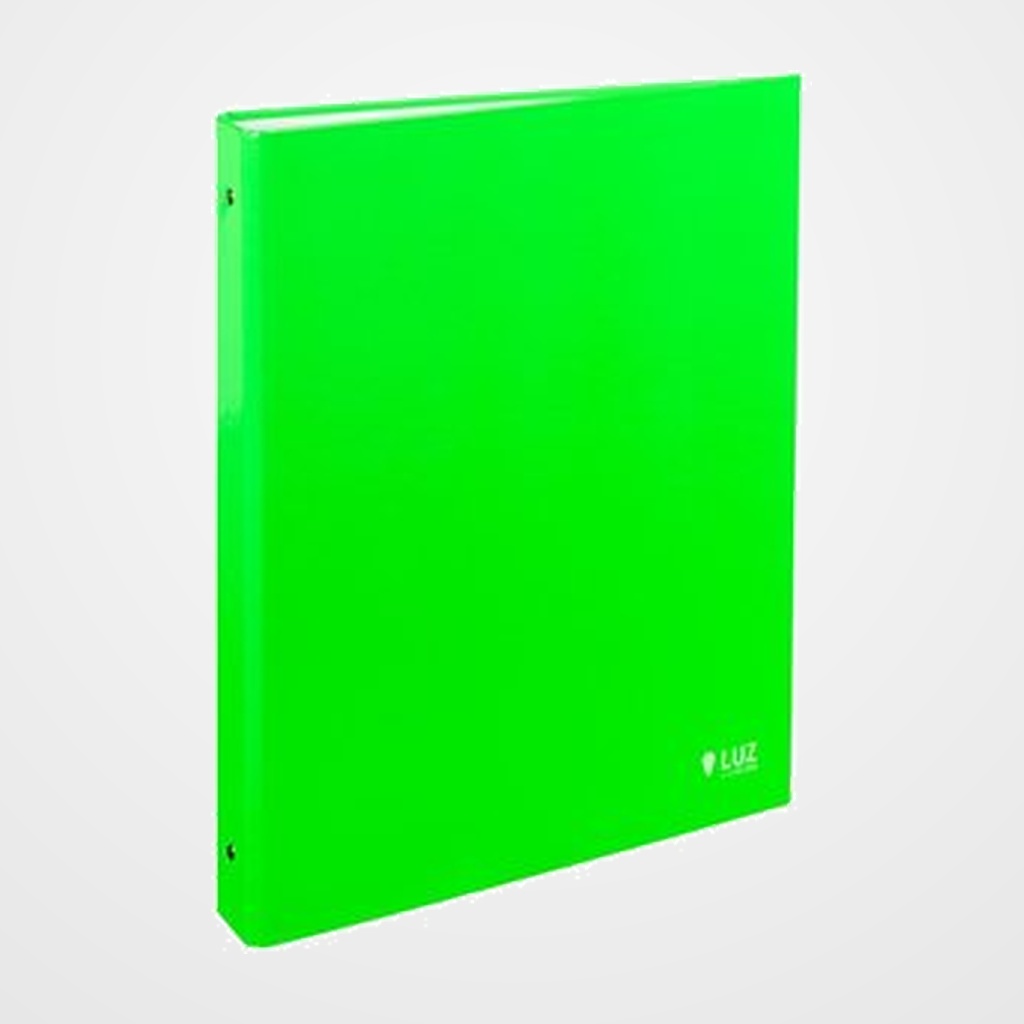 CARPETA de ANILLAS CARCHIVO LUZ CARTON PLASTIFICADO BRILLO Fº-XL 4 an. 40mm VERDE