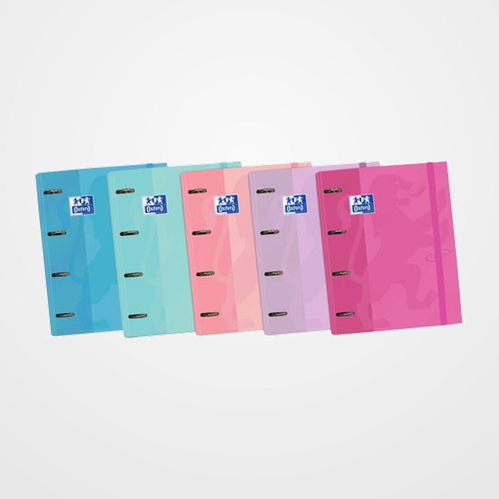 CARPEBLOC OXFORD SCHOOL EUROPEANBINDER TOUCH A4+ 4 an.MIXTAS 35mm con RECAMBIO 100 hj. CUADRIC.5x5 SURTIDO (Col. Pastel)