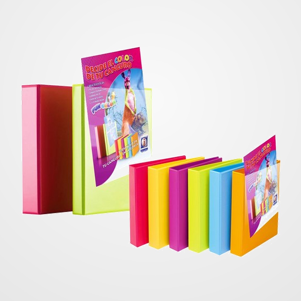 CARPETA CANGURO IBERPLAS PVC FUN COLOR A4 4 an.MIXTAS 25mm col.surt.