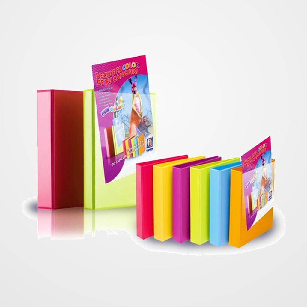 CARPETA CANGURO IBERPLAS PVC FUN COLOR A4 4 an.MIXTAS 40mm col.surt.