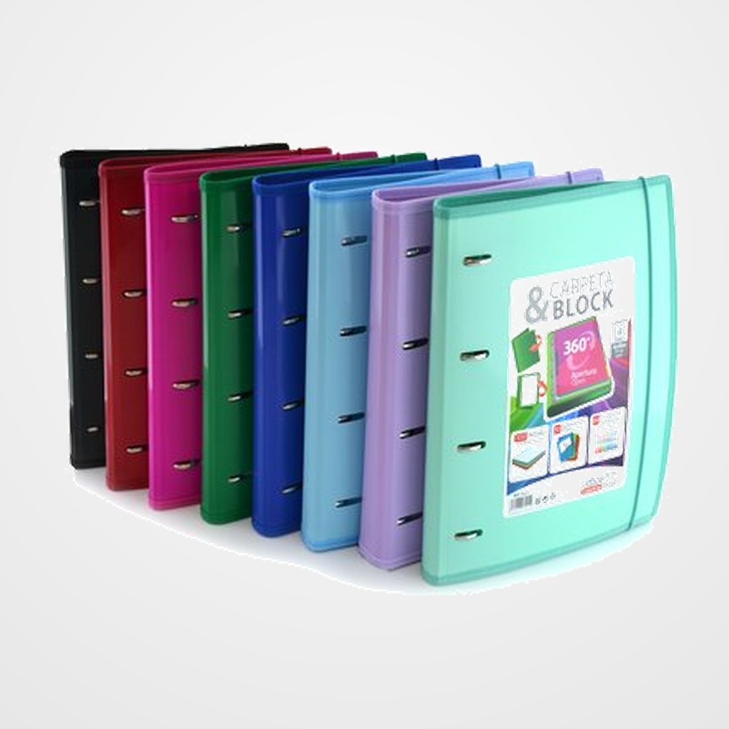 CARPEBLOC OFFICE BOX A4 4an.32 mm MIXTAS AUTOMATICAS, 100hj.90gr.CUADRIC.5x5 CIERRE DE GOMA 10 SEPARADORES EXTRA RIGIDOS CON INDICADORES Y BOLSILLO COLORES SURTIDOS COLOR LINE