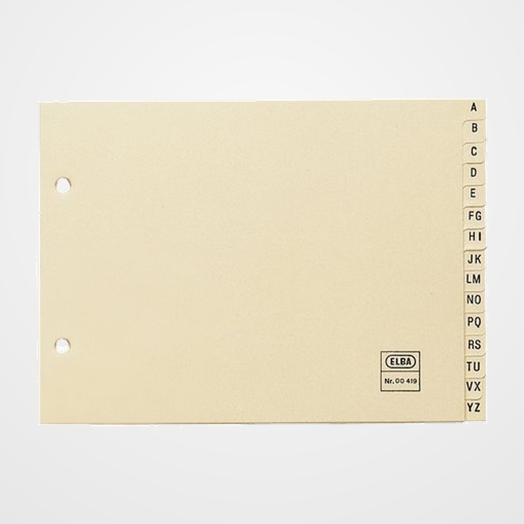 INDICE ELBA CARTULINA ALFABETICO 4º APDO. para ARCHIVADOR 15 pestañas 2 taladros (0041900)