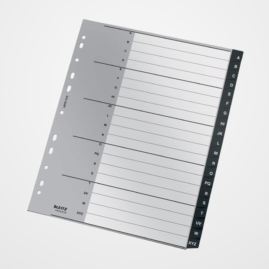 [20401182] INDICE LEITZ PP RECYCLE A-Z A4+ pestañas 1-20 11 taladros NEGRO