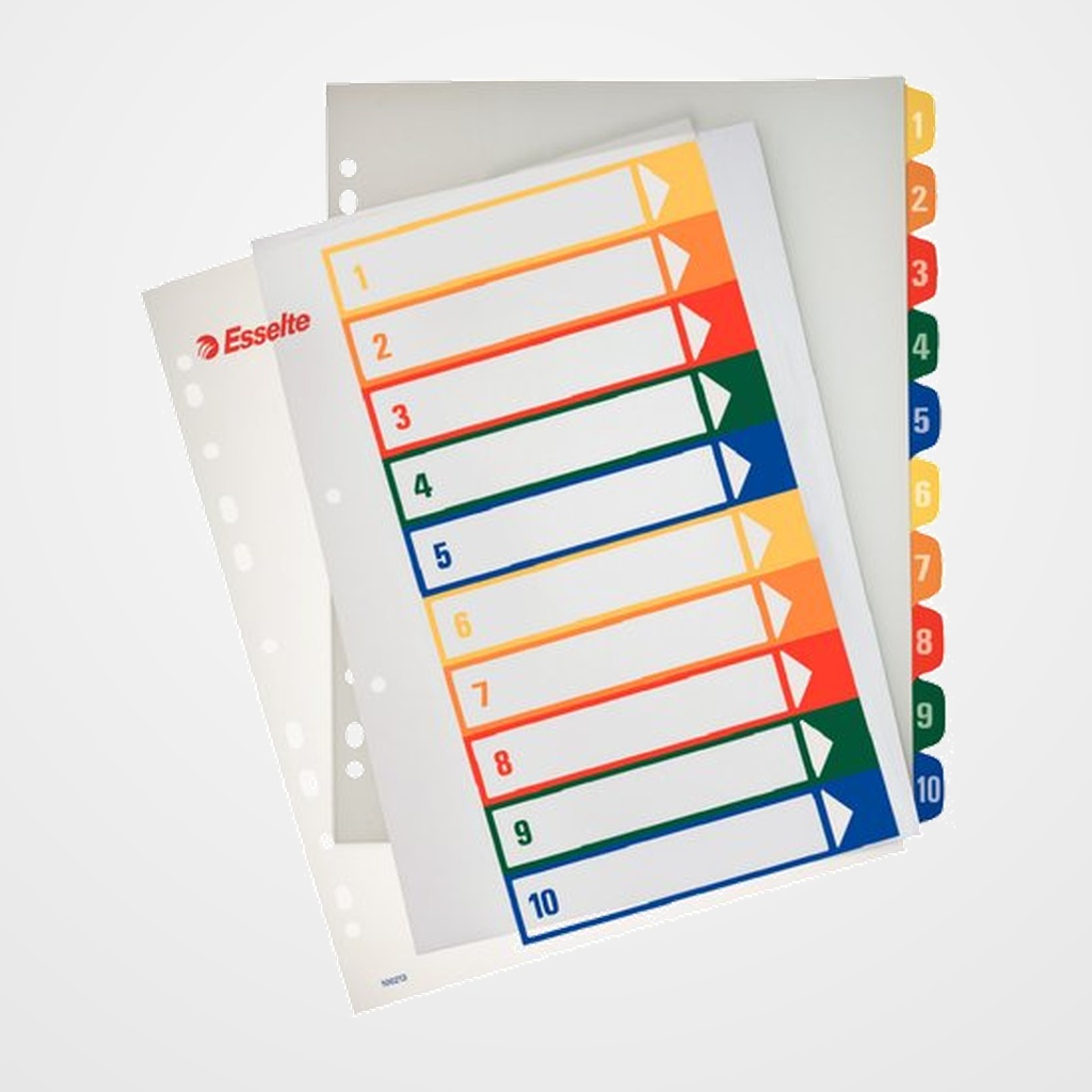 INDICE ESSELTE PP NUMERICO IMPRIMIBLE A4+ pestañas 1-10 11 taladros