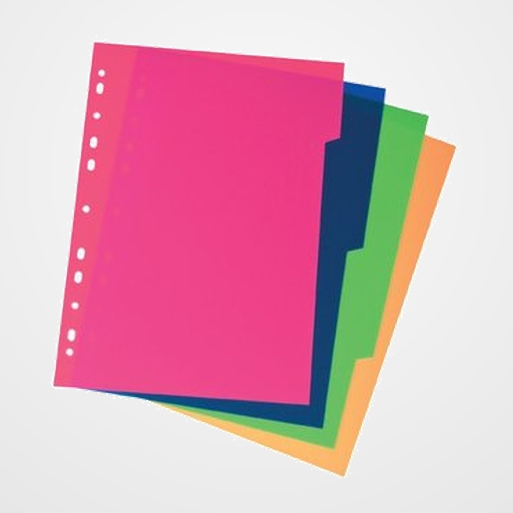 SEPARADORES CARCHIVO PP XXL Fº  4 pestañas 11 taladros