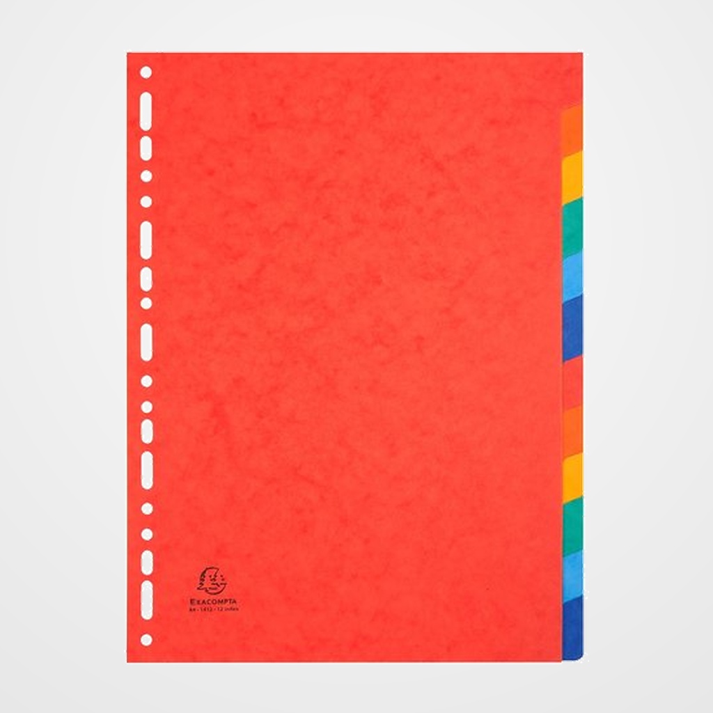 SEPARADORES EXACOMPTA CARTULINA LUSTRADA A4 225gr  12 pestañas 18 taladros