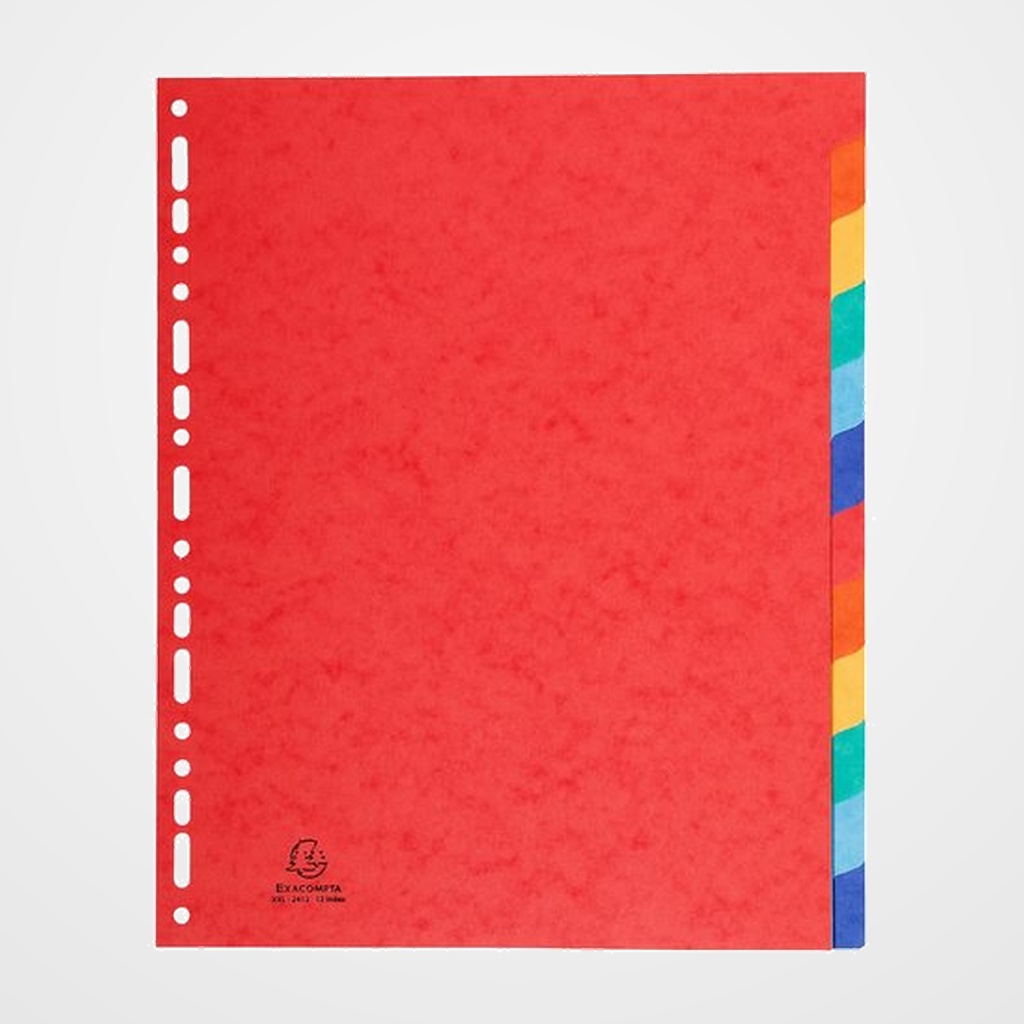 SEPARADORES EXACOMPTA CARTULINA LUSTRADA A4+ 225gr 12 pestañas 11 taladros