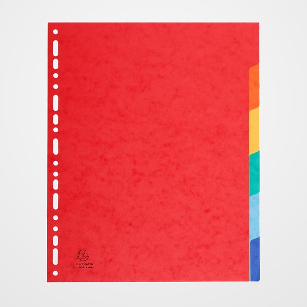SEPARADORES EXACOMPTA CARTULINA LUSTRADA A4+ 225gr 6 pestañas 11 taladros