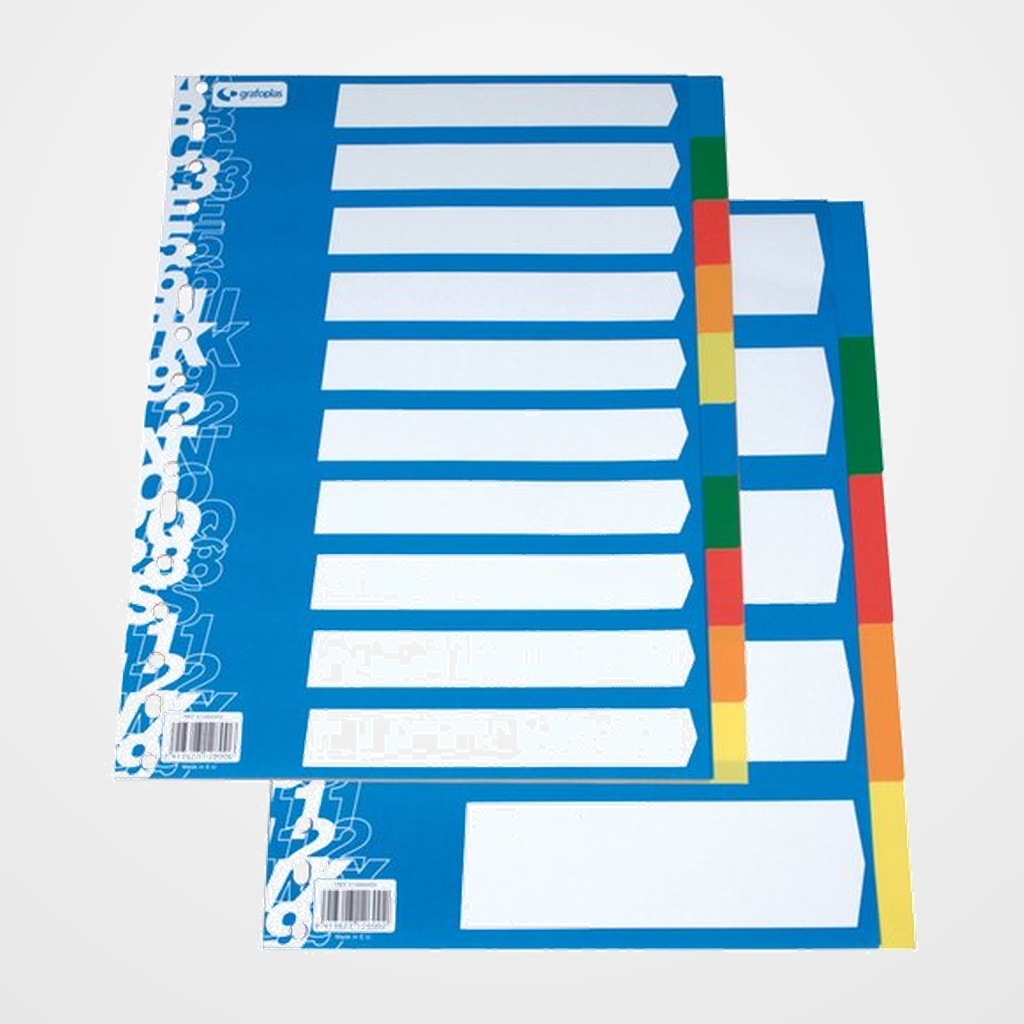 SEPARADORES GRAFOPLAS PP OPACO Fº 10 pestañas 16 taladros
