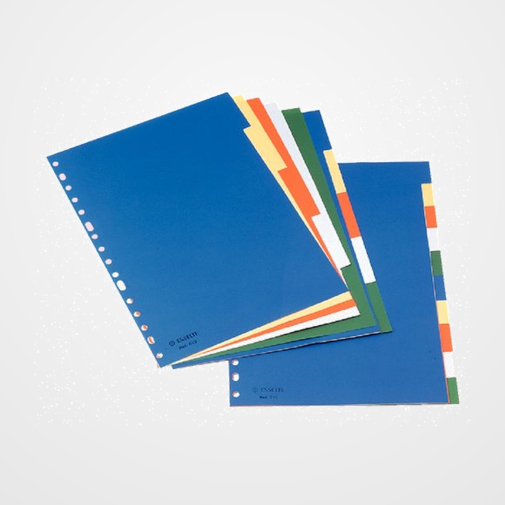 SEPARADORES ESSELTE PP A4  5 pestañas 11 taladros con IND.B/N
