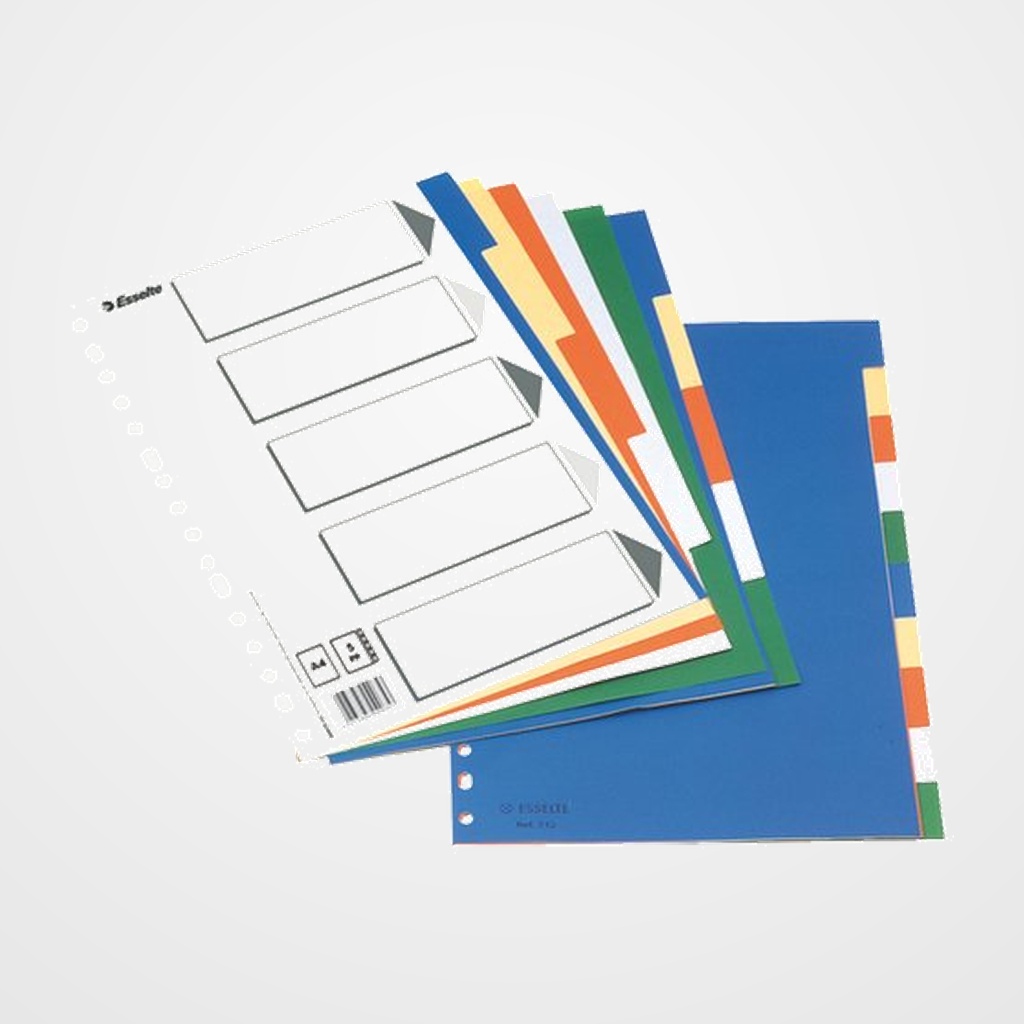 SEPARADORES ESSELTE PP A4 10 pestañas 11 taladros con IND.B/N